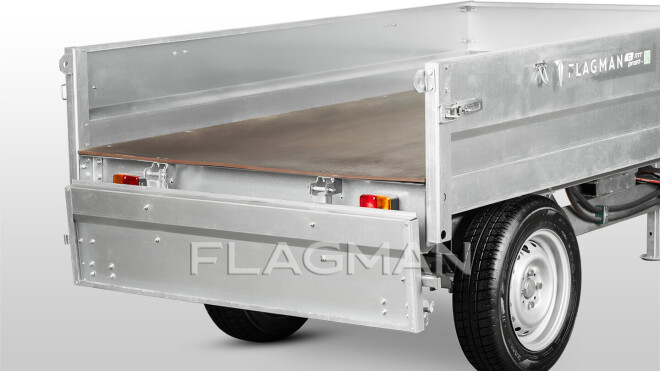 Прицеп Flagman | Флагман C/ПТТ — 1,0 с ПСМ к мини-трактору (самосвальный)